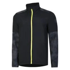 UMBRO Mens Pro Stripe Detail Training Waterproof Jacket (Black/Periscope/Limeade
